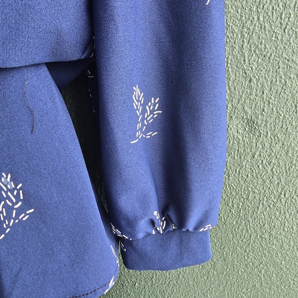 1980's Vintage Blue & White Floral Dress Size Large - Picture 6 of 11